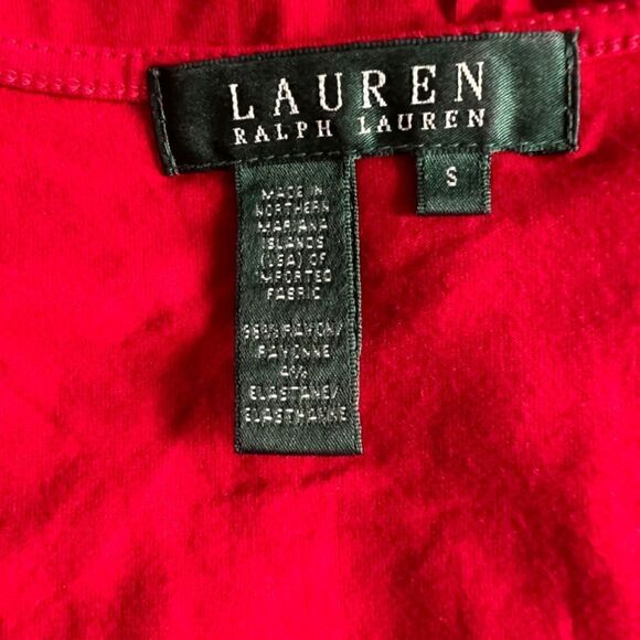 Lauren Ralph Lauren Red VNeck Wrap Top size S - Picture 3 of 4